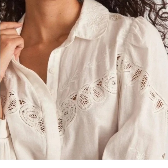LoveShackFancy White Embroidered Blouse Size S - Picture 14 of 15